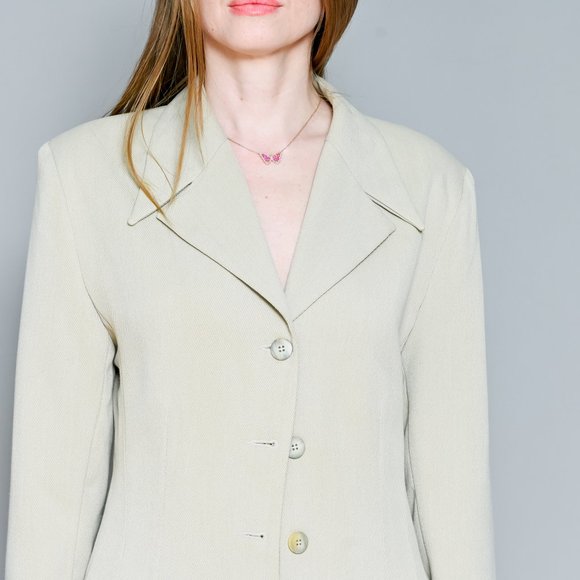 713. VINTAGE Blasé Beige Blazer and Pants Pantsuit S/M - Picture 2 of 11